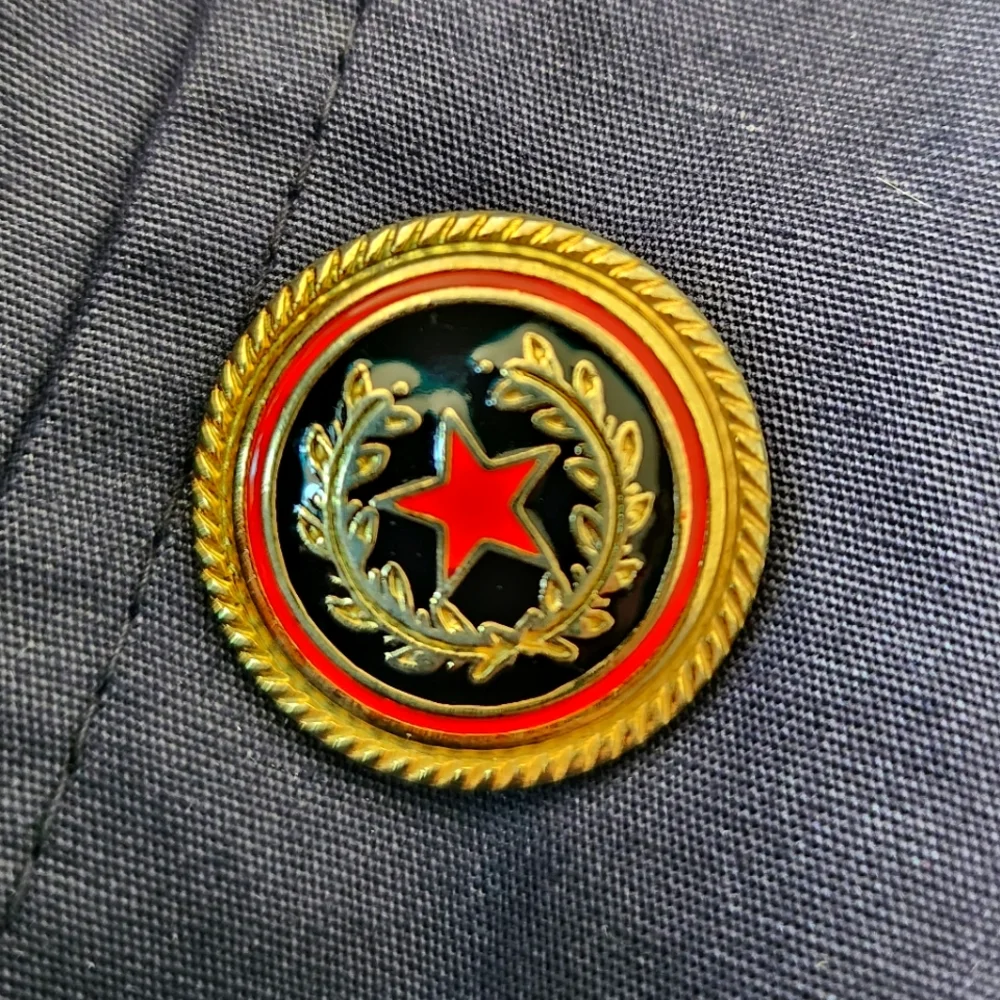 Vintage Italian Navy Blue & Red Trench Coat - Picture 7 of 13